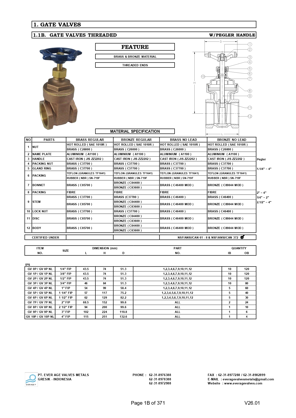 GATE VALVES THREADED - GV 0 - GV 10